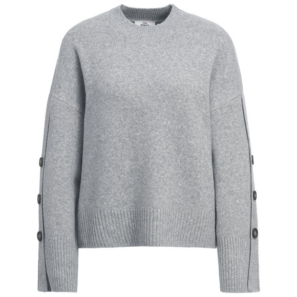 Dames gebreide trui met sierknopen lichtgrijs