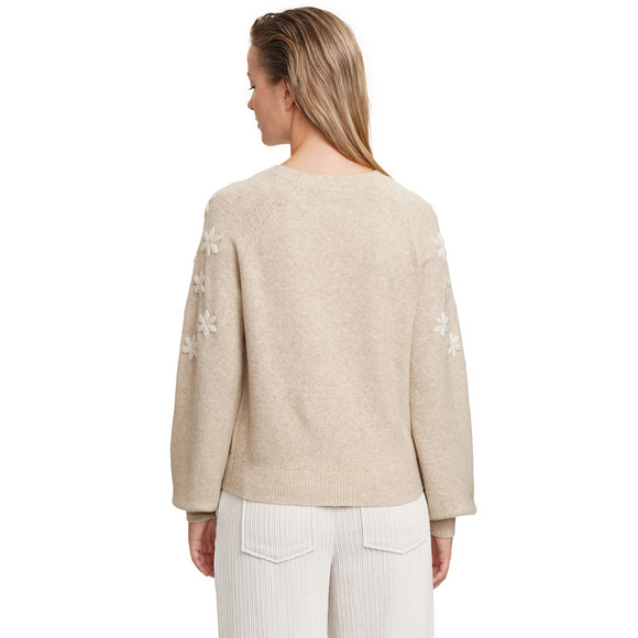 Damen Strickpullover mit floraler Applikation