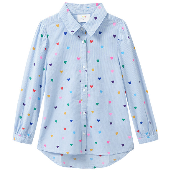 Meisjes shirt blouse met hart all-over