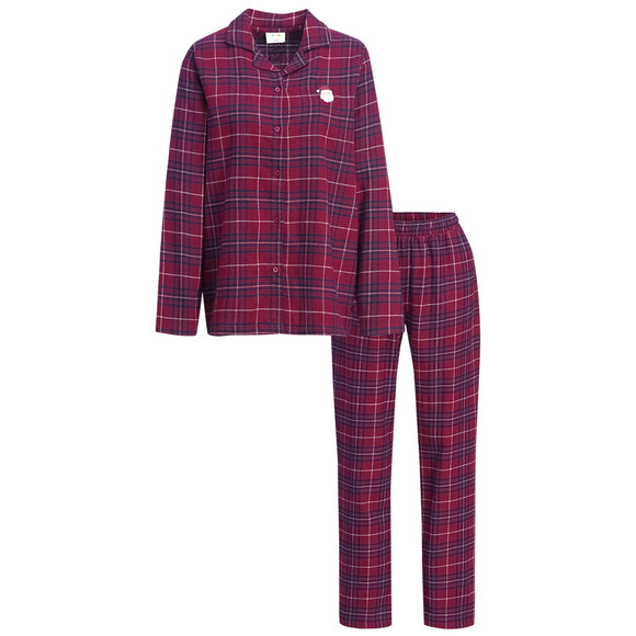 Kerstpyjama Dames met borduursel donkerrood