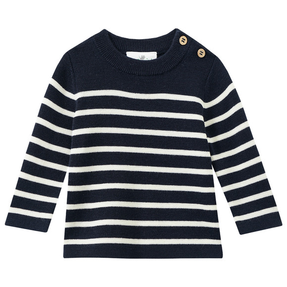 Geboorte wollen trui met strepen donkerblauw
