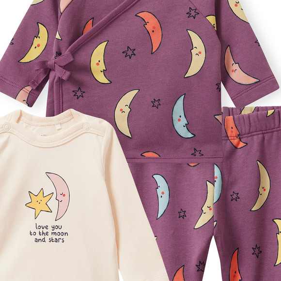 Newborn set met wikkeljasje, broeken, romper