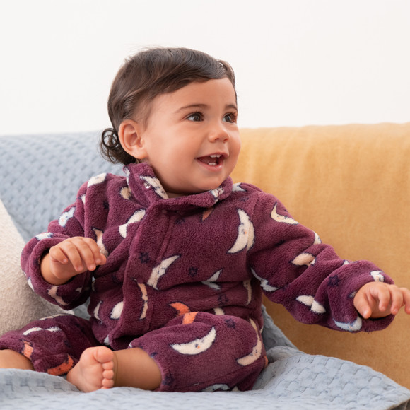 Newborn Fleeceoverall mit Mond-Allover