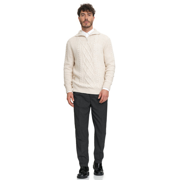 Herren Strickpullover mit Zopf-Muster 