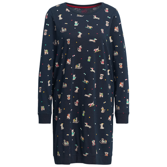 Kerstnachtjapon met all-over print voor dames