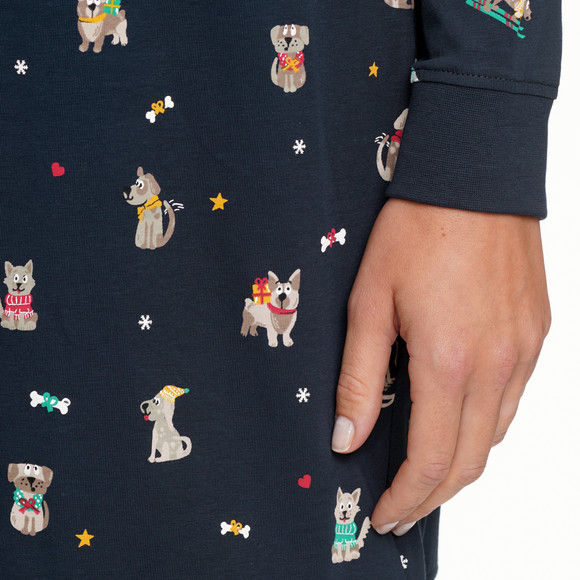 Kerstnachtjapon met all-over print voor dames
