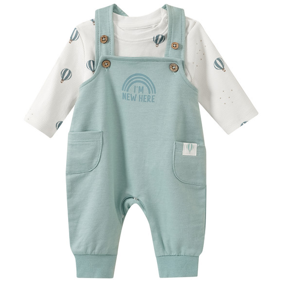 Newborn Set mit Strampler und Shirt Born 2026 salbei / weiss
