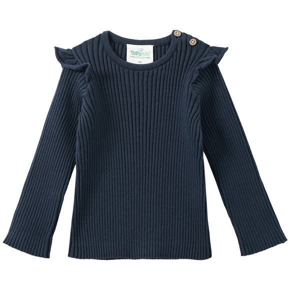 Gebreid babyhemd met geribde textuur donkerblauw