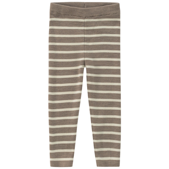 Baby wollen gebreide broek met strepen lichtbruin