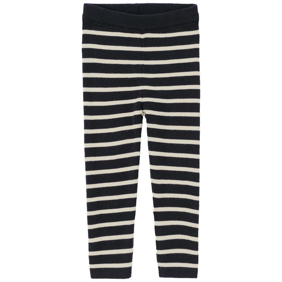 Baby wollen gebreide broek met strepen donkerblauw
