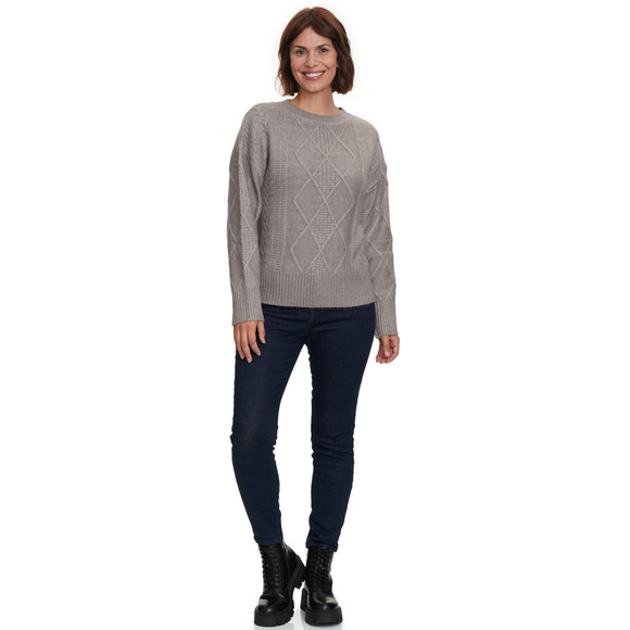 Damen Strickpullover mit Zopfmuster