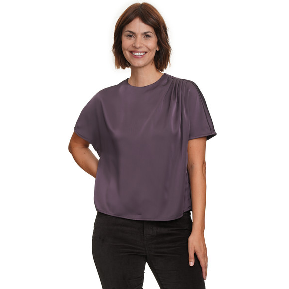 Damesblouse van satijn met plooidetail