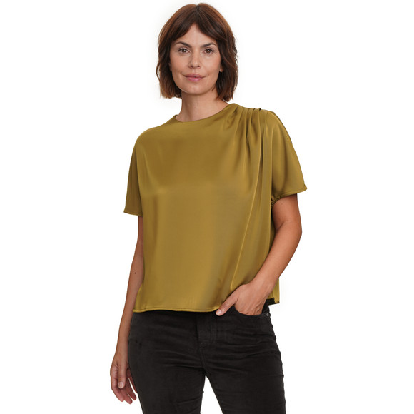 Damesblouse van satijn met plooidetail