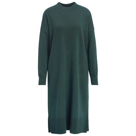 Wollen gebreide damesjurk met lange mouwen donkergroen