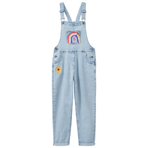 Meisjes tuinbroek met kleurrijk borduursel