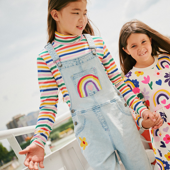 Meisjes tuinbroek met kleurrijk borduursel