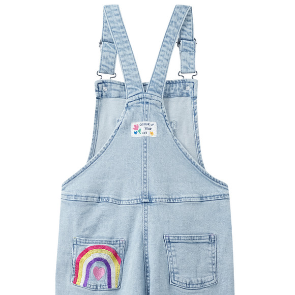 Meisjes tuinbroek met kleurrijk borduursel