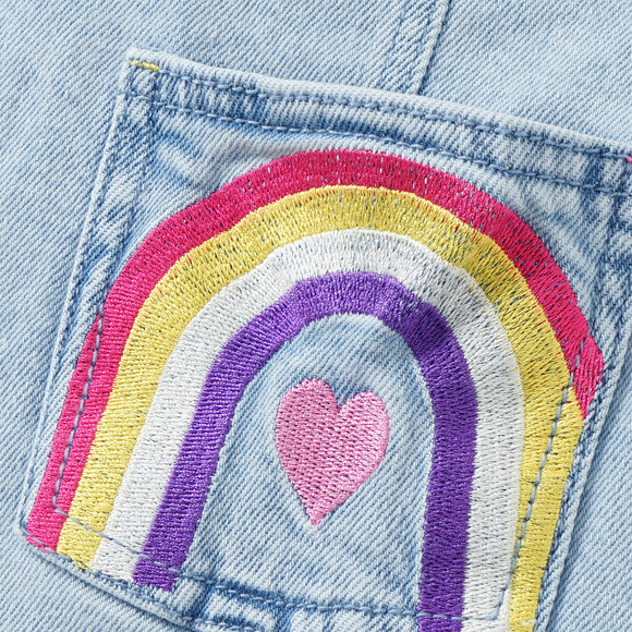 Meisjes tuinbroek met kleurrijk borduursel