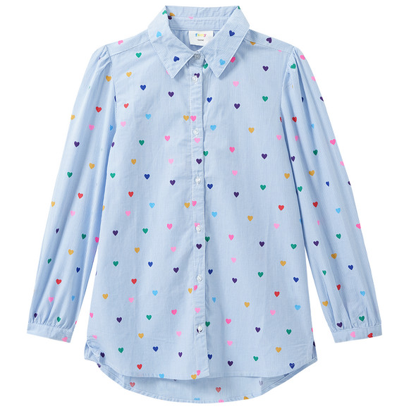 Meisjes shirt blouse met hart all-over