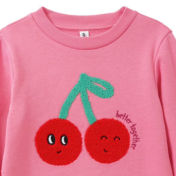 Mädchen Sweatshirt mit Kirsch-Applikation