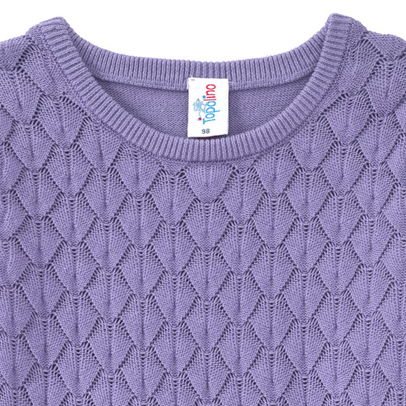 Gebreide meisjesjurk met honingraatstructuur