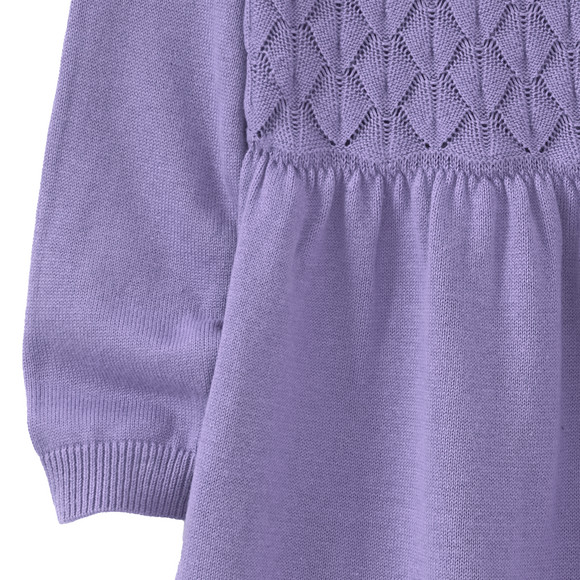 Gebreide meisjesjurk met honingraatstructuur