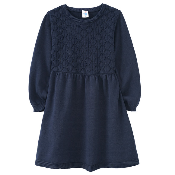Gebreide meisjesjurk met honingraatstructuur