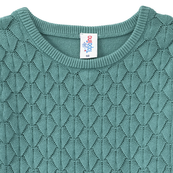 Gebreide meisjesjurk met honingraatstructuur