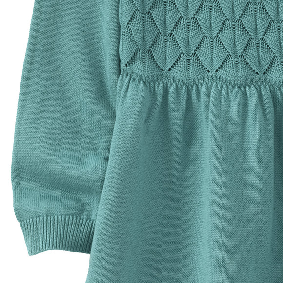 Gebreide meisjesjurk met honingraatstructuur