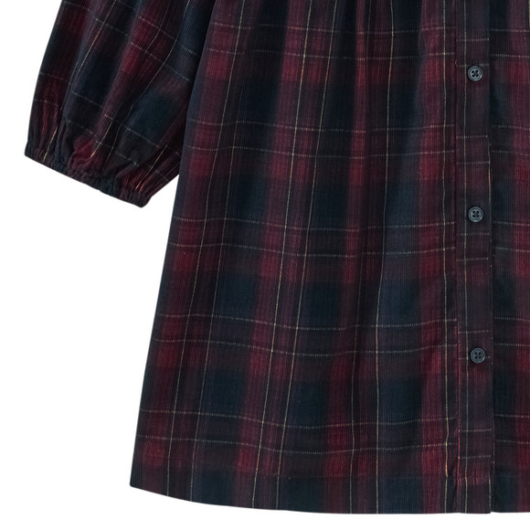 Meisjes jurk in ribfluweel met pofkraag