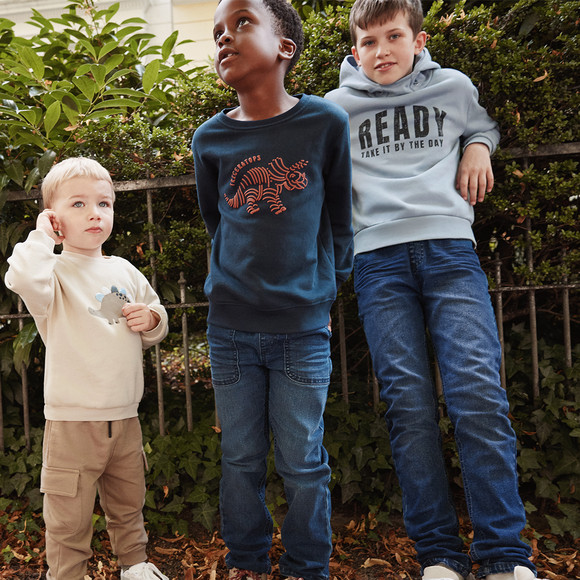 Pull-on jeans voor jongens met used-wassing