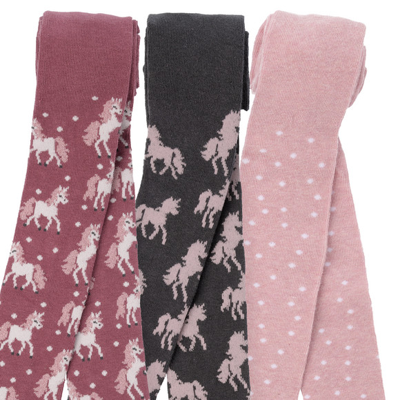 3 Mädchen Strumpfhosen mit Muster-Mix