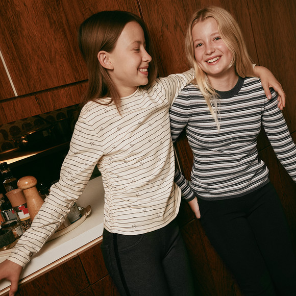 Meisjes shirt lange mouwen met plooien