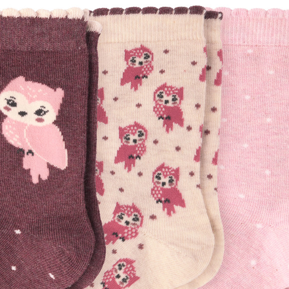 3 Paar Mädchen Socken mit Eulen-Motiv