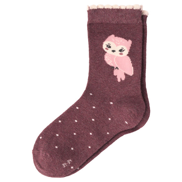 3 Paar Mädchen Socken mit Eulen-Motiv