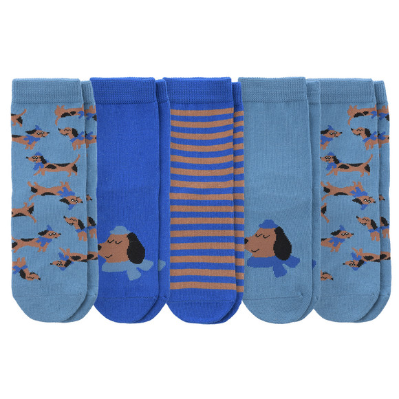 5 paar kindersokken van biologisch katoen blauw / koningsblauw