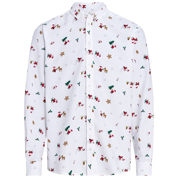 Heren kerstshirt met all-over dessin