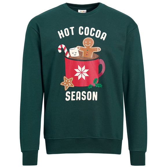 Heren kersttrui met print donkergroen