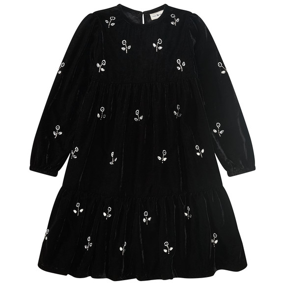 Mädchen Samtkleid mit Glitzersteinchen