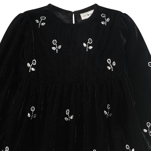 Mädchen Samtkleid mit Glitzersteinchen