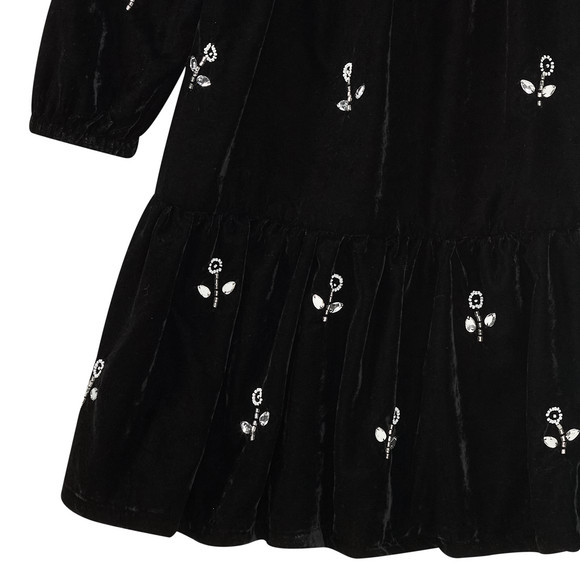 Mädchen Samtkleid mit Glitzersteinchen