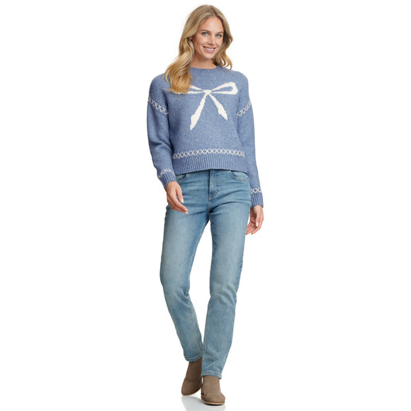 Damen Strickpullover mit Schleifen-Muster