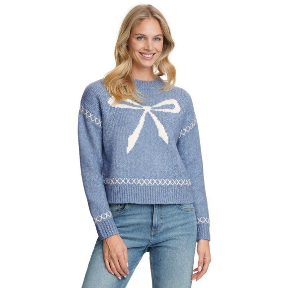 Damen Strickpullover mit Schleifen-Muster