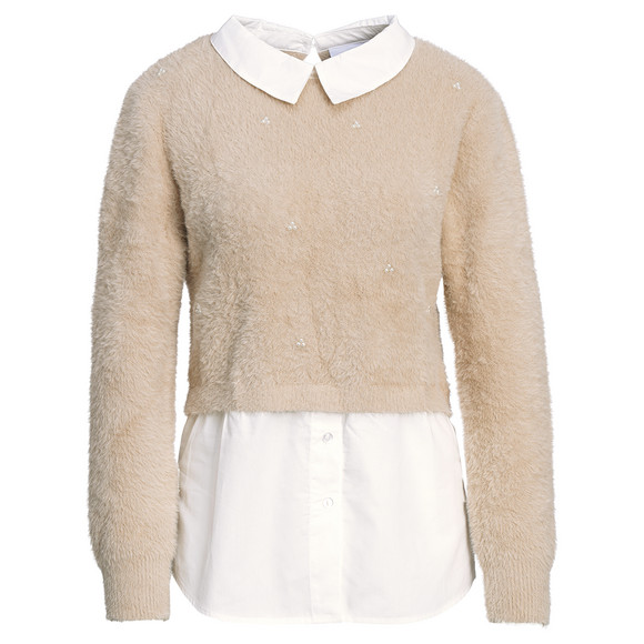 Gebreide damestrui met laagje beige