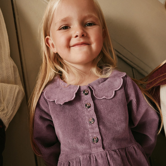 Mädchen Cordkleid mit Bubikragen