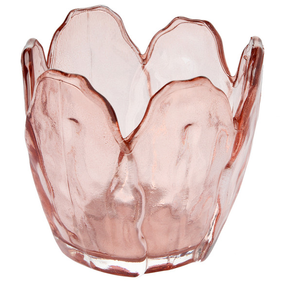 Theelichthouder in bloemvorm roze