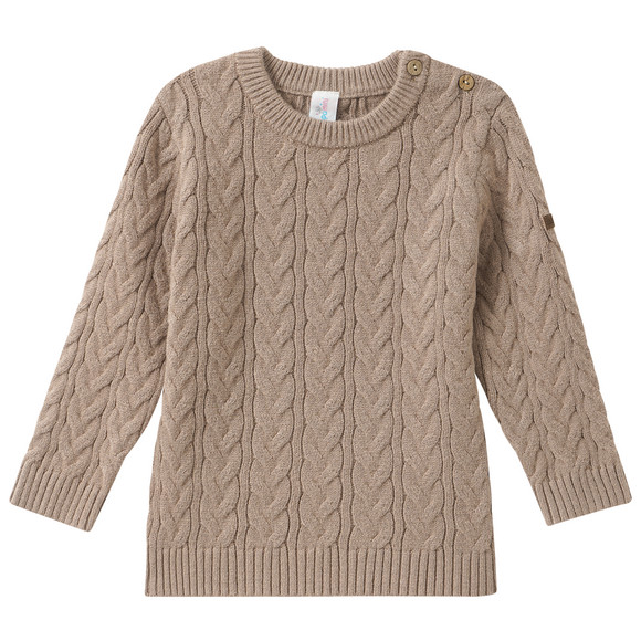 Gebreide babytrui met vlechtpatroon