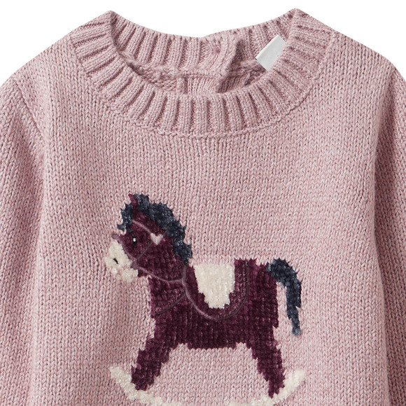 Baby Strickpullover mit Schaukelpferd-Motiv