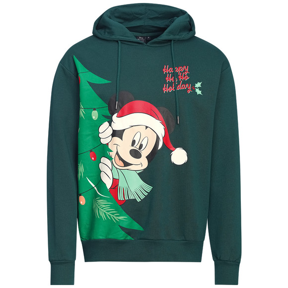 Mickey Mouse kerst hoodie met print donkergroen