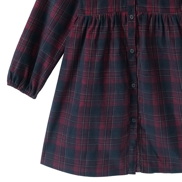 Meisjes jurk in ribfluweel met pofkraag